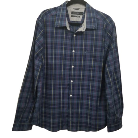 Nautica Other - Nautica Shirt XL Blue Plaid Button Front